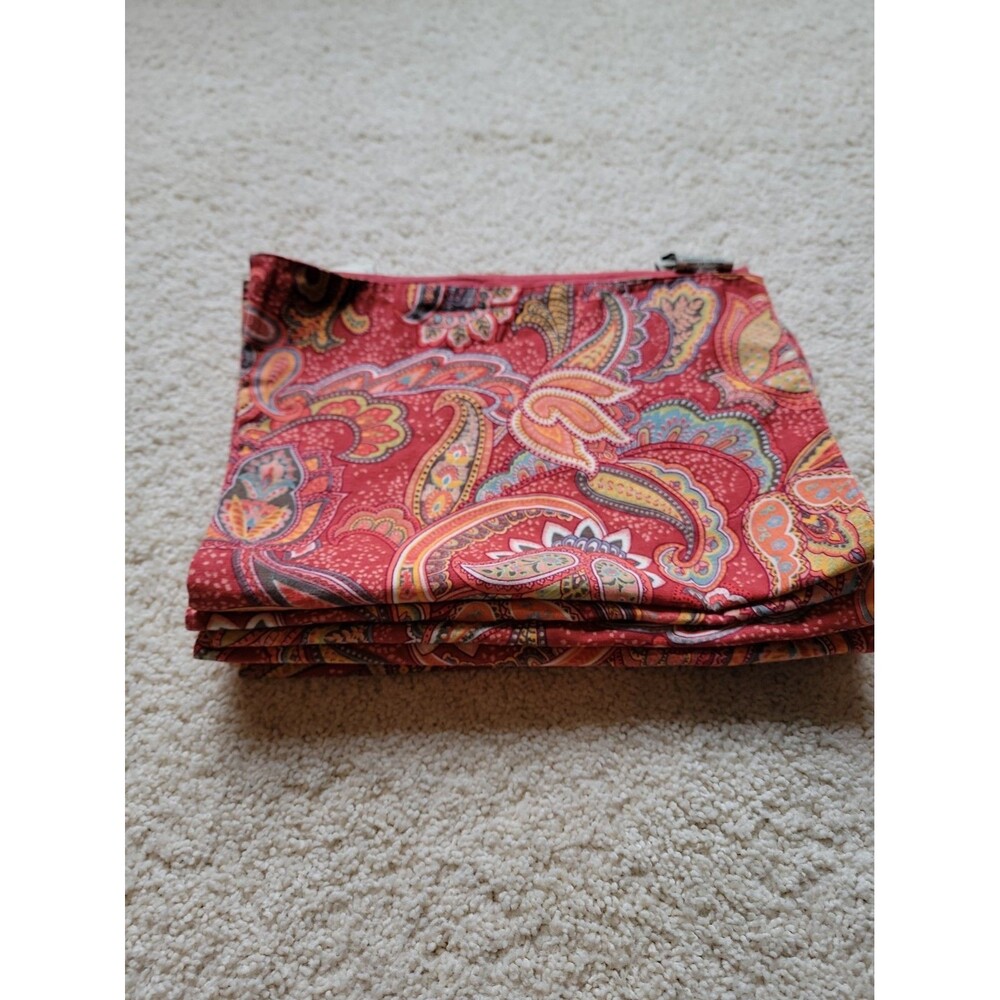 Set of 7 Pottery Barn Red Paisley Placemats Fall Autumn